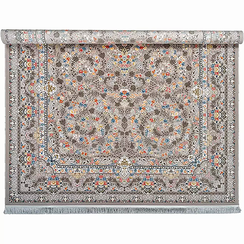  فرش محتشم 1500 شانه طرح گلدیس زمینه نقره ای (برجسته) 