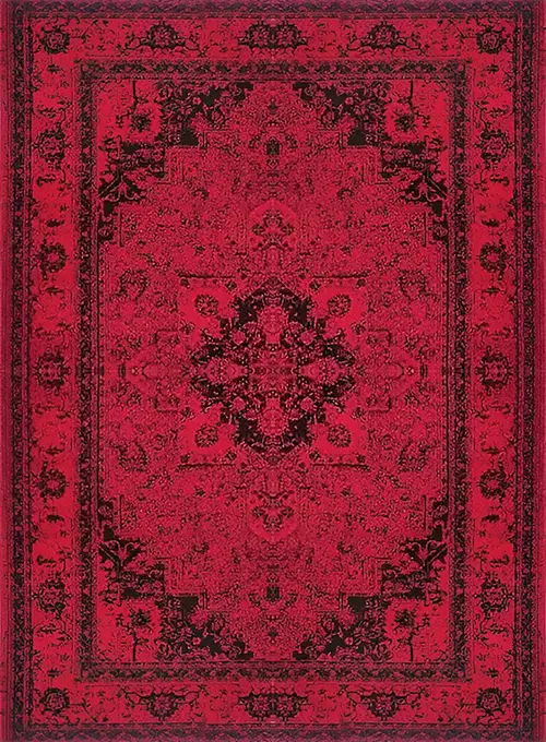 فرش کاشان (RUG) 500 شانه طرح بلوچی 4 زمینه لاکی (غیربرجسته)