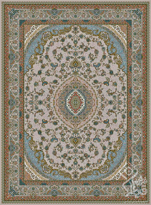  فرش قیطران 1500 شانه طرح سروناز زمینه کرم (برجسته) 