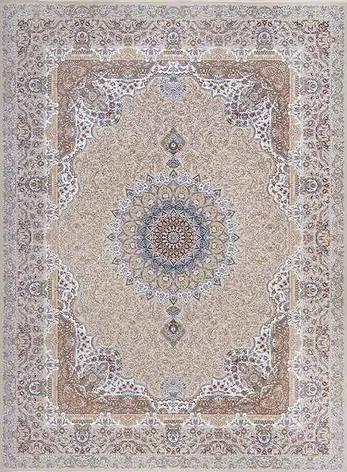 فرش داریوش 1500 شانه کد 1539 زمینه کرم (برجسته)