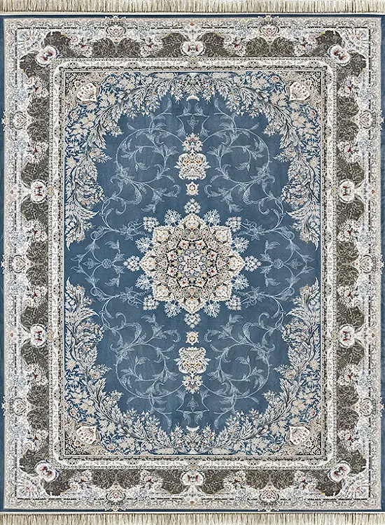  فرش داریوش 1200 شانه کد 1435 زمینه آبی (برجسته) 