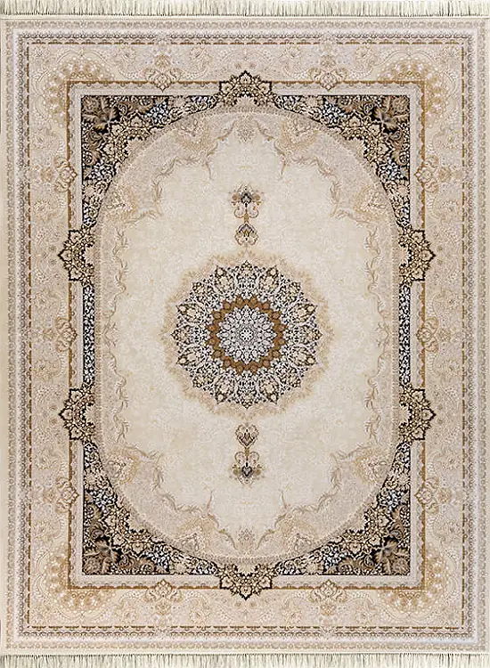 فرش داریوش 1500 شانه کد 1557 زمینه کرم (برجسته)