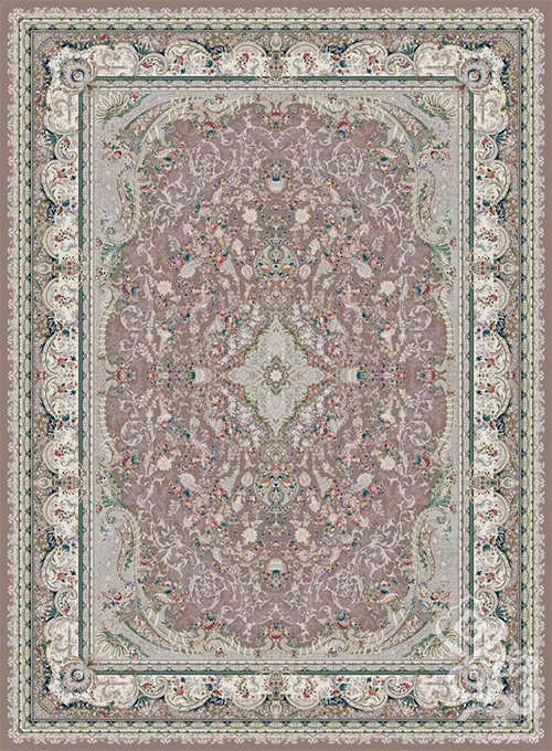 فرش قیطران 1500 شانه طرح مهرآیین زمینه سوسنی (برجسته)