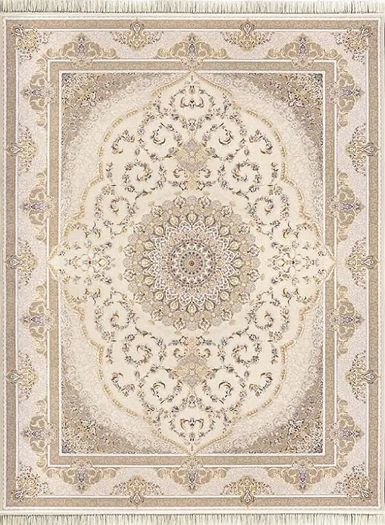 فرش داریوش 1500 شانه کد 1566 زمینه کرم (برجسته)