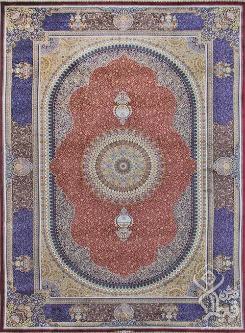 فرش قیطران 1200 شانه کلکسیون ابریشمی طرح ترنم زمینه رناسی (برجسته)