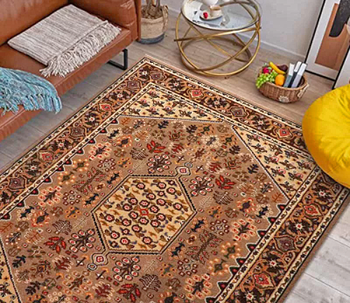  فرش ستاره کویر یزد گبه کد SH-B057-8838 زمینه شکلاتی (غیربرجسته) 