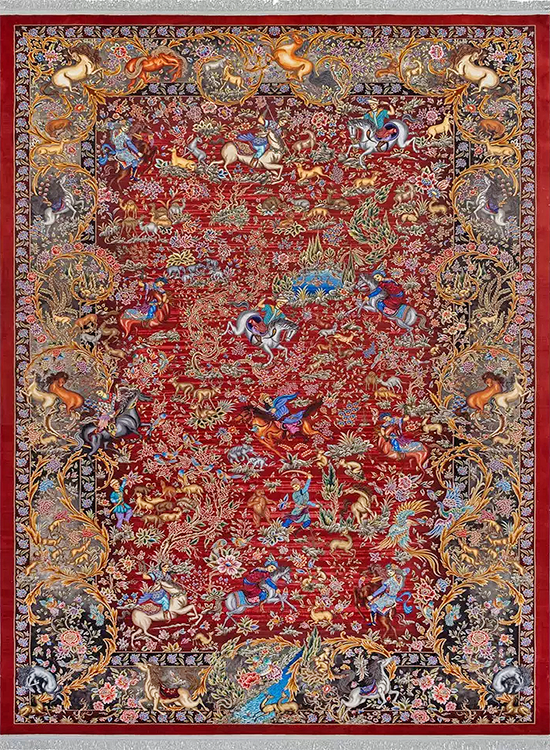 فرش محتشم 1500 شانه کد 20CT0000 زمینه لاکی (ساده)