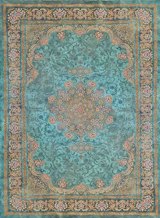 فرش آینده 1200 شانه کد 10098 زمینه سبز (غیربرجسته)