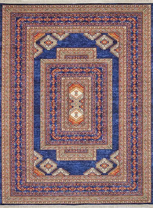 فرش محتشم کلاریس کد 100330 زمینه سورمه ای (غیربرجسته)