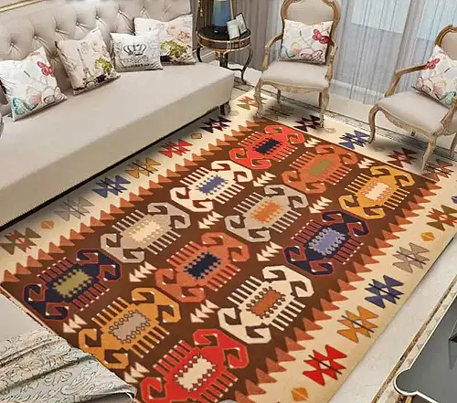  فرش ستاره کویر یزد گبه کد SH-b055-8881 زمینه کرم (غیربرجسته) 