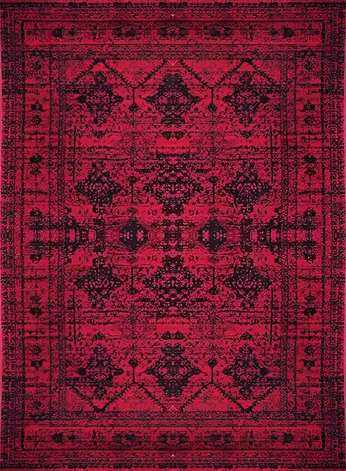 فرش کاشان (RUG) 500 شانه طرح بلوچی 5 زمینه لاکی (غیربرجسته)