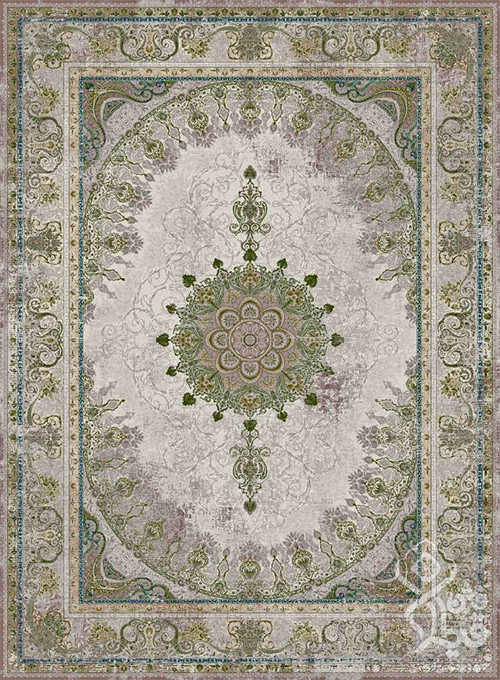 فرش قیطران 1500 شانه طرح شادان زمینه کرم (برجسته)