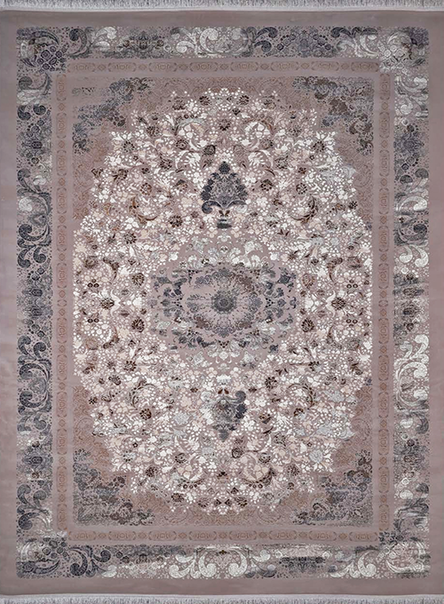 فرش آراد کاشان 1500 شانه کد 118 زمینه طوسی (برجسته)