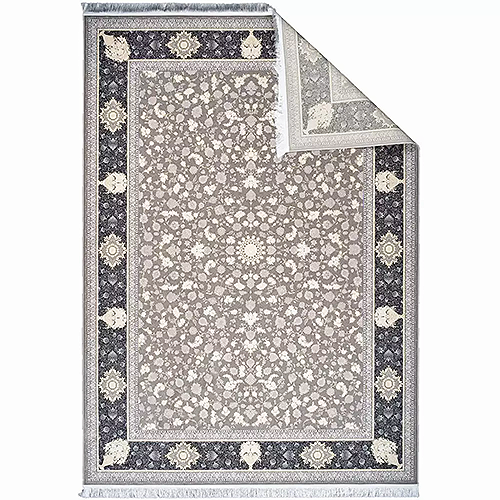  فرش محتشم 1500 شانه طرح ازمیر زمینه دودی (برجسته) 