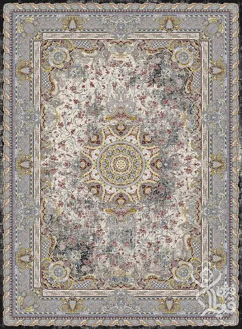 فرش قیطران 1200 شانه طرح پارادیز زمینه کرم (برجسته)
