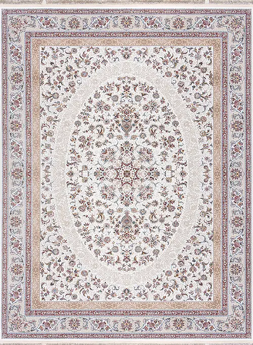 فرش داریوش 1500 شانه کد 1526 زمینه سفید (برجسته)