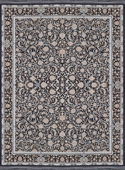 فرش آراد کاشان 1500 شانه طرح الیزابت زمینه صدفی (برجسته)