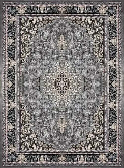  فرش کاشان (RUG) 500 شانه طرح آیلین زمینه فیلی (غیربرجسته) 