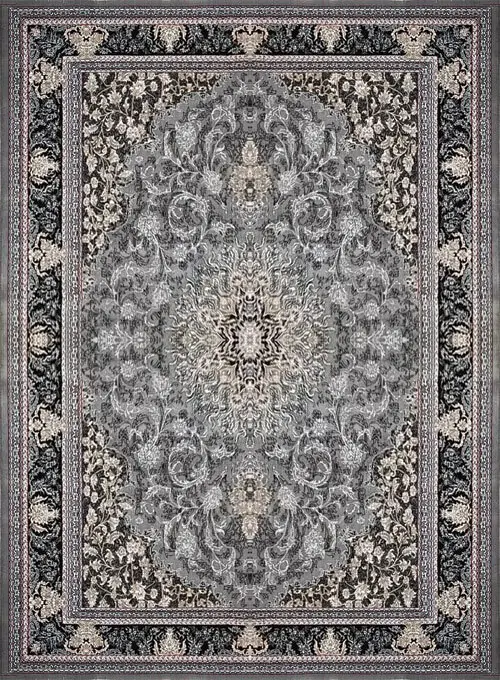 فرش کاشان (RUG) 500 شانه طرح آیلین زمینه فیلی (غیربرجسته)