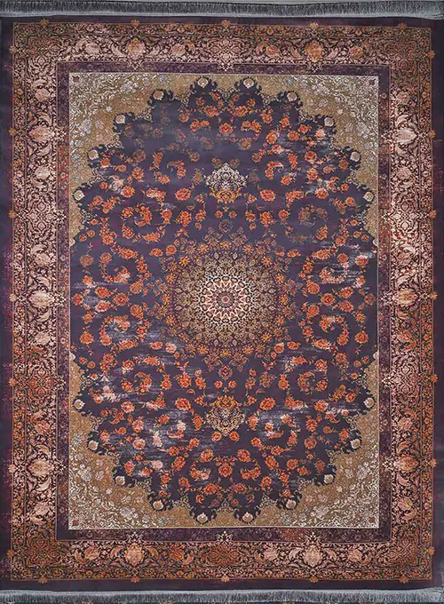 فرش آراد کاشان 1500 شانه کد 110 زمینه قرمز (برجسته)