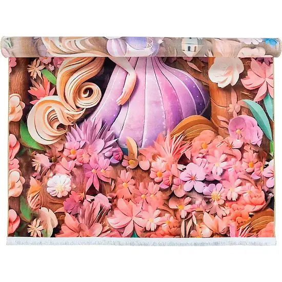  فرش محتشم اتاق کودک طرح راپونزل کد 25KD0010 زمینه نسکافه ای (غیربرجسته) 