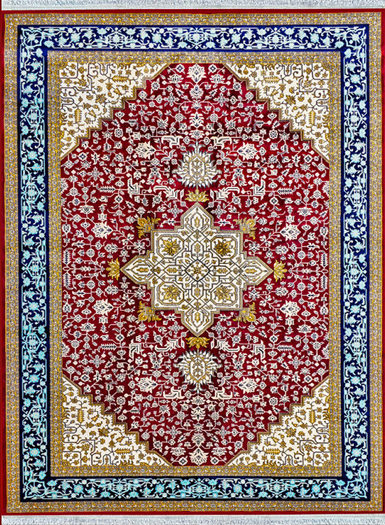 فرش مهدیان 1200 شانه کد 12828 زمینه لاکی (غیربرجسته)