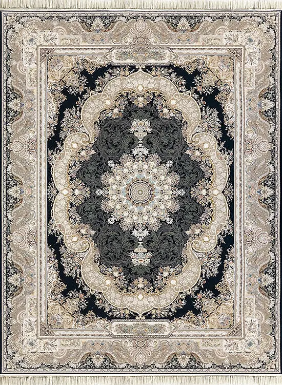 فرش داریوش 1500 شانه کد 1567 زمینه سورمه ای (برجسته)
