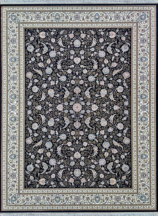 فرش مهدیان 1200 شانه کد 12820 زمینه سورمه ای (غیربرجسته)