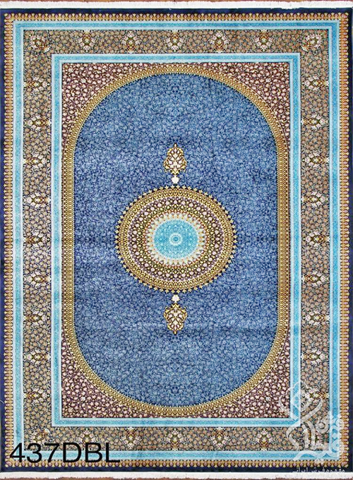فرش قیطران 1200 شانه کلکسیون ابریشمی طرح نگار زمینه سورمه ای (برجسته)