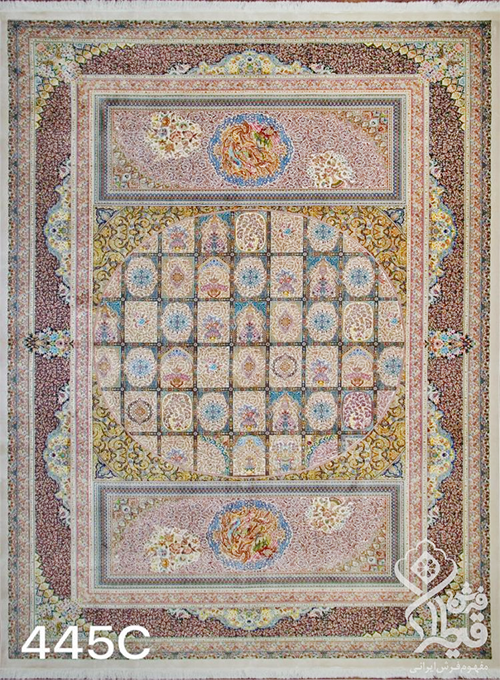 فرش قیطران 1200 شانه کلکسیون ابریشمی طرح پروین زمینه کرم (برجسته)