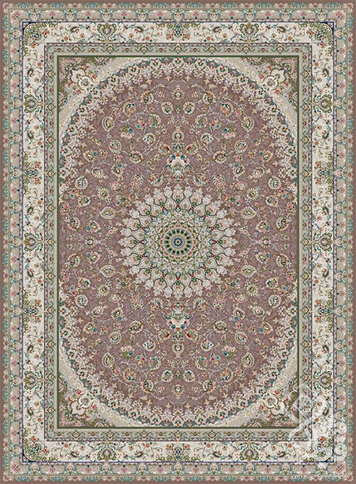  فرش قیطران 1500 شانه طرح ستوش زمینه سوسنی (برجسته) 
