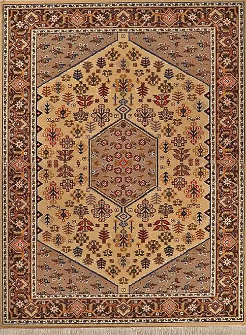 فرش ستاره کویر یزد گبه کد SH-b057-8851 زمینه شکلاتی (غیربرجسته)
