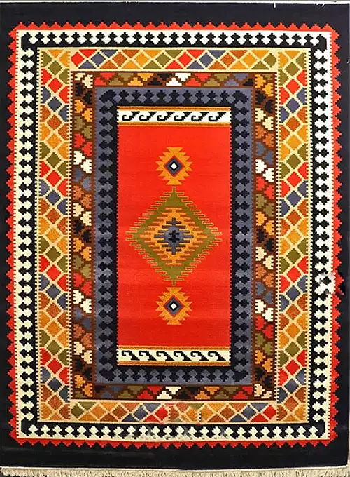  فرش ستاره کویر یزد گبه کد SH-0220-8859 زمینه سورمه ای (غیربرجسته) 