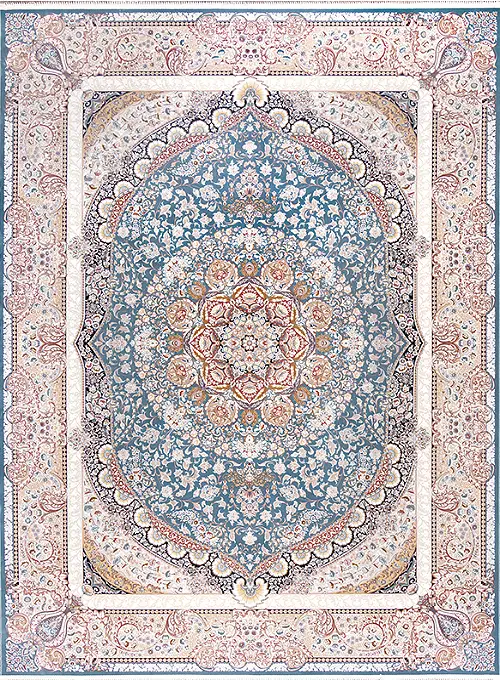 فرش داریوش 1500 شانه کد 1516 زمینه آبی (برجسته)