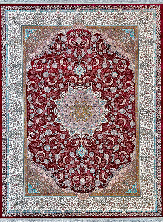 فرش مهدیان 1200 شانه کد 12831 زمینه لاکی (غیربرجسته)