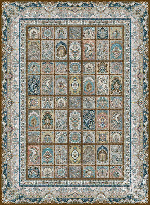 فرش قیطران 1500 شانه طرح مهرو زمینه شکلاتی (برجسته)