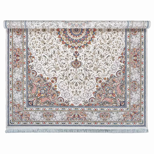  فرش محتشم 1500 شانه طرح باران زمینه کرم (برجسته) 