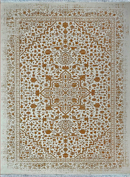 فرش مهدیان 1200 شانه کد 12850 زمینه کرم (غیربرجسته)