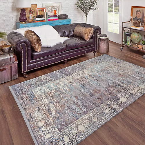  فرش محتشم کلاریس کد 900466 زمینه طوسی (غیربرجسته) 