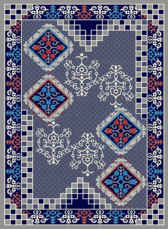 گلیم ماشینی لیبرا کد 33 زمینه طوسی (غیربرجسته)