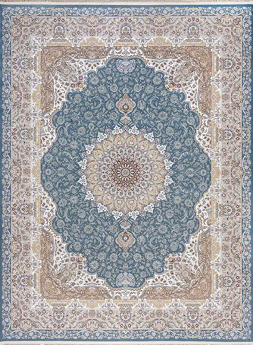 فرش داریوش 1500 شانه کد 1539 زمینه آبی (برجسته)