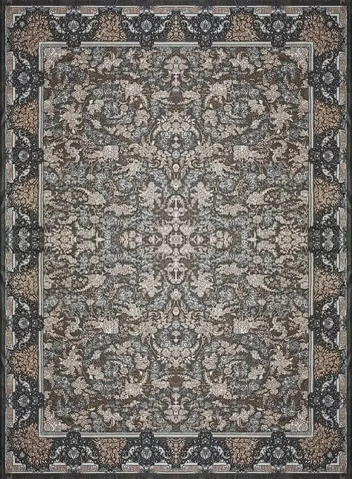 فرش کاشان (RUG) 500 شانه طرح آترین زمینه فیلی (غیربرجسته)
