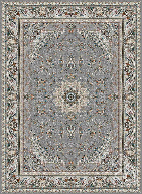 فرش قیطران 1500 شانه طرح لیلیوم زمینه فیلی (برجسته)