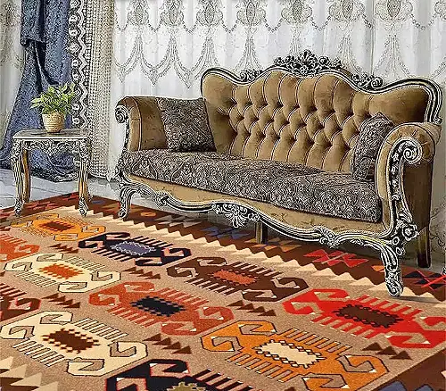  فرش ستاره کویر یزد گبه کد SH-b055-8838 زمینه قهوه ای (غیربرجسته) 