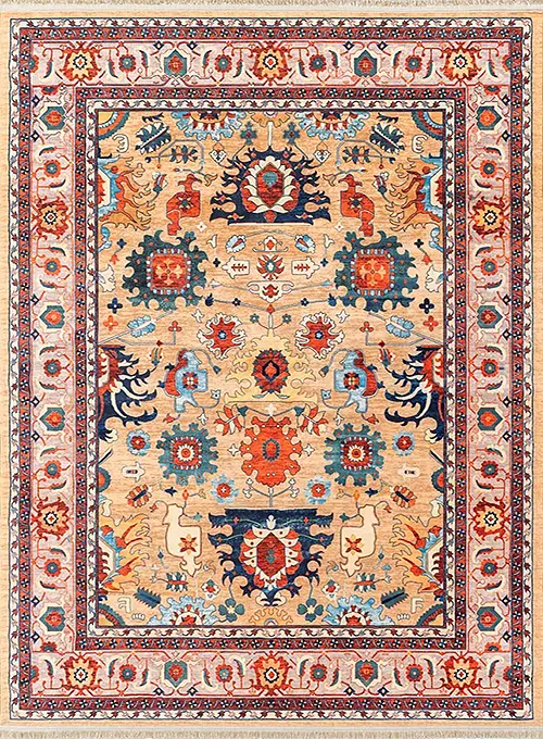 فرش محتشم کلاریس کد 25CS0260 زمینه طلایی (غیربرجسته)