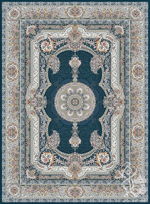  فرش قیطران 1500 شانه طرح السا زمینه سورمه ای (برجسته) 