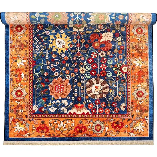  فرش محتشم گبه کد 900403 زمینه سورمه ای (غیربرجسته) 