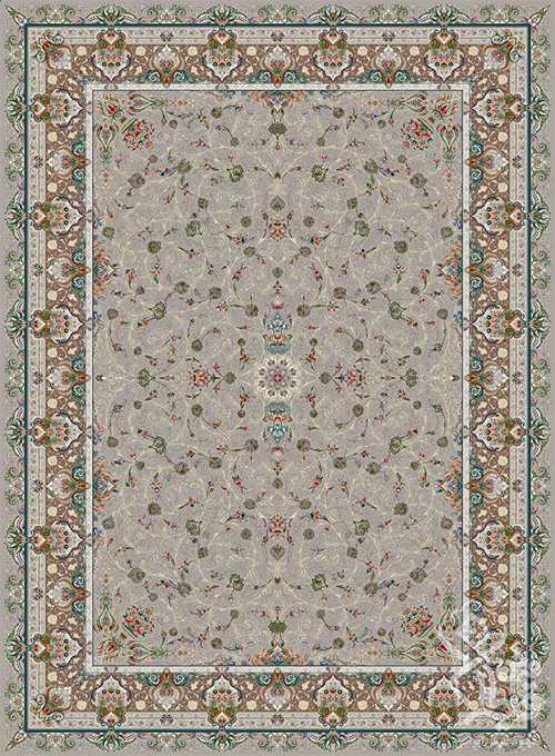 فرش قیطران 1500 شانه طرح سین دخت زمینه فیلی (برجسته)