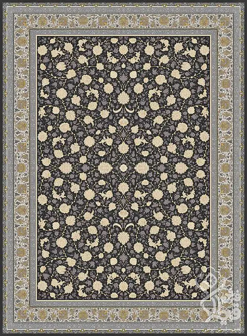 فرش قیطران 1200 شانه طرح الیکا زمینه طوسی (برجسته)