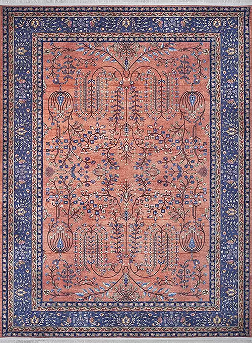 فرش محتشم کلاریس کد 100352 زمینه آجری (غیربرجسته)